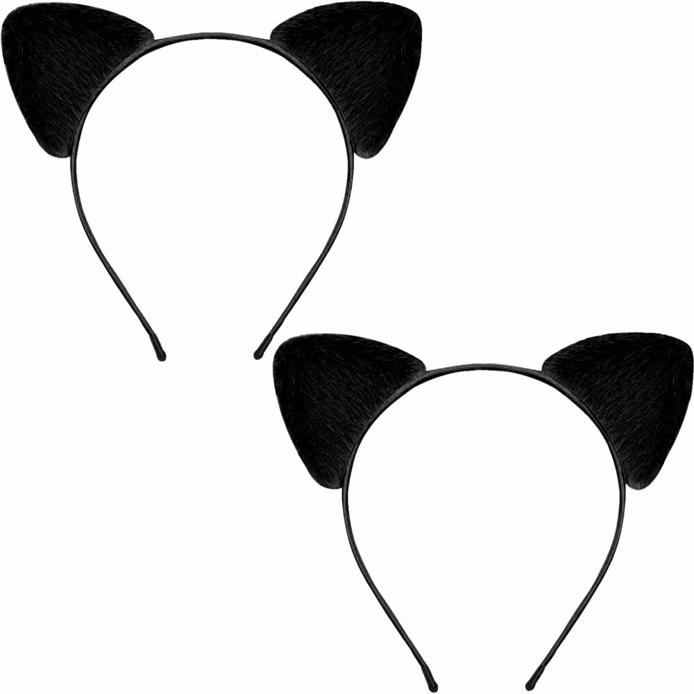 2 Pack Cat Ears Headband, Soft Furry Cat Ear for Women Boys & Girls, Cosplay Par